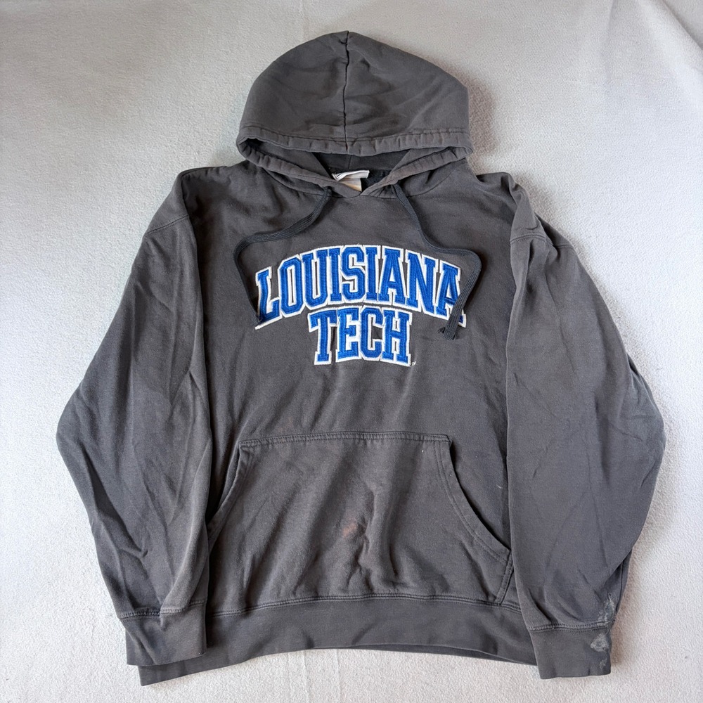 Majestic Louisiana Tech Bulldogs Hoodie Mens Gray Pullover Sweatshirt